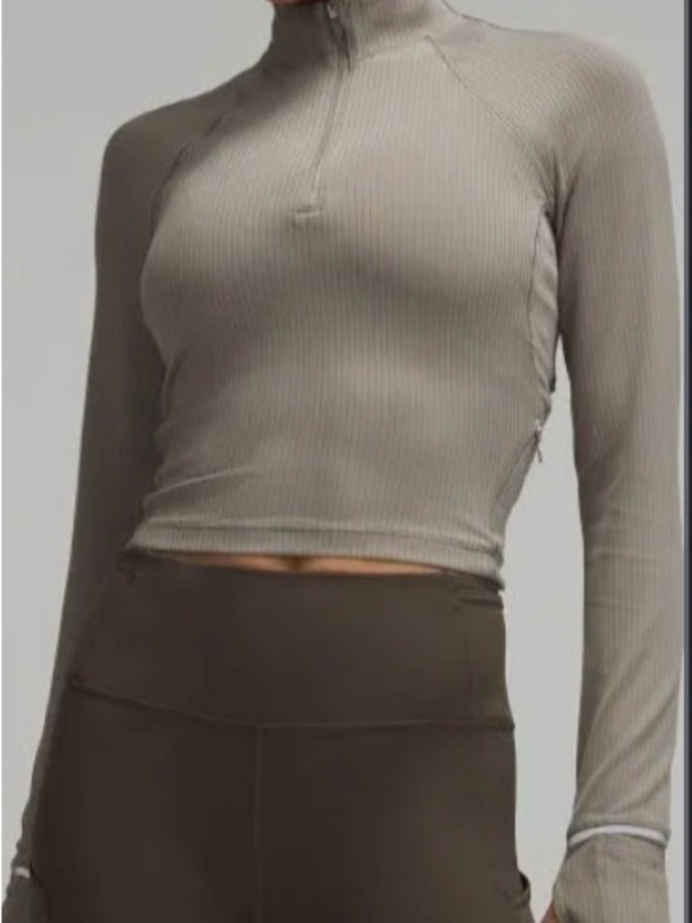 Lululemon Its Rulu Run Ribbed Cropped Half Zip Sweatshirt Size 6